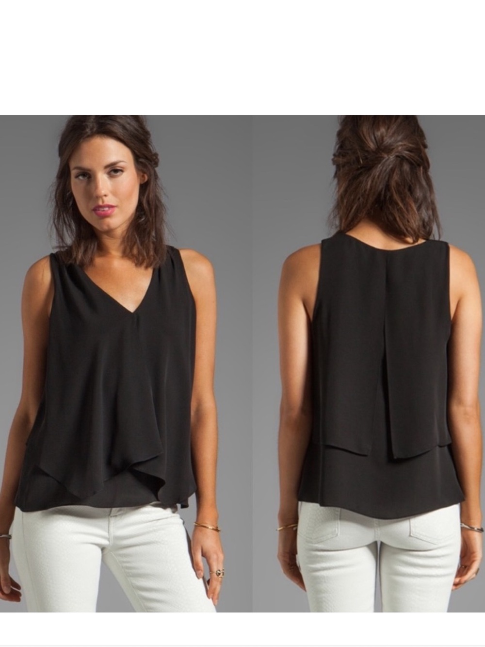 THEORY 100% Silk Jantine Blouse Size P or XS Black